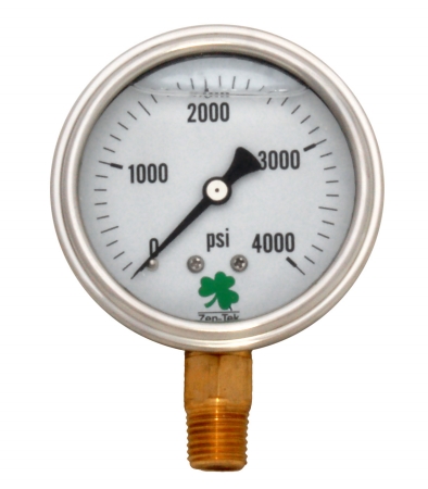 Zenport Lpg4000-10pk Liquid Filled Pressure Gauge 0-4000 Psi, Box Of 10