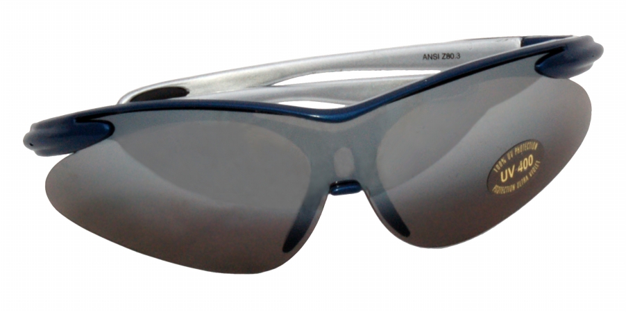 Curved Safety Glasses With Uv Coating Blue Frame