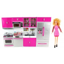 Az Import & Trading Psk33 Battery Operated Toy Doll Kitchen Playset With Toy Doll, Lights, Sounds