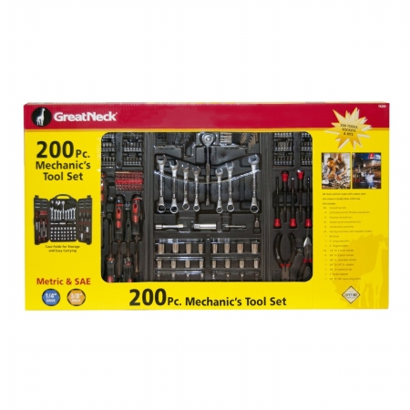 Great Neck 4009837 200 Piece Mechanics Tool Set With Carrying Case