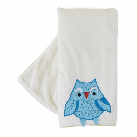 F13b05 3d Blue Owl Stroller Blanket