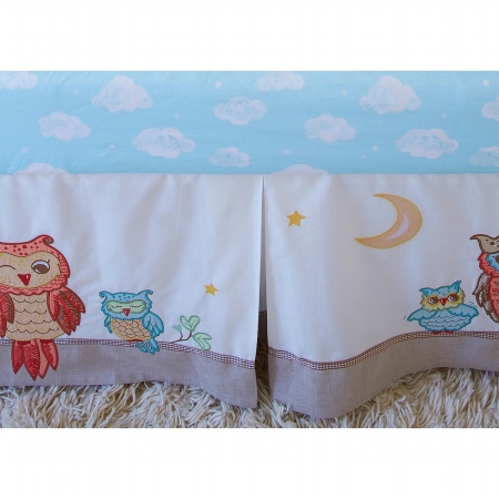 F13b03 Baby Owls Crib Skirt