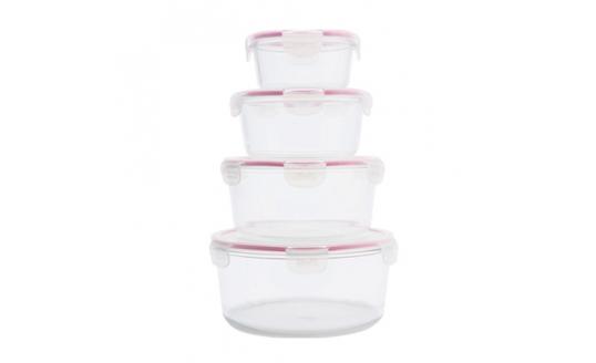 Tribest Glc04sn Glaslife Air-tight Glass Storage Containers, Round Set