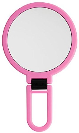 D9417c Large Soft Touch Hand Held Mirror Pink