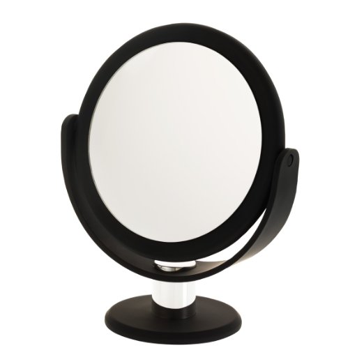 D1068 Soft Touch Round Vanity Mirror Black