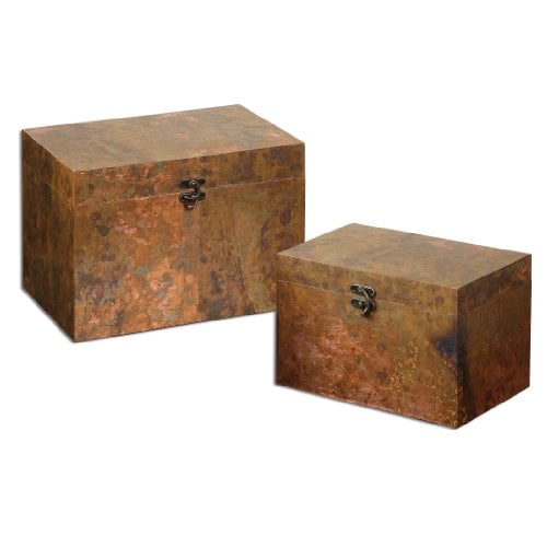 19827 Ambrosia Copper Boxes, Set Of 2