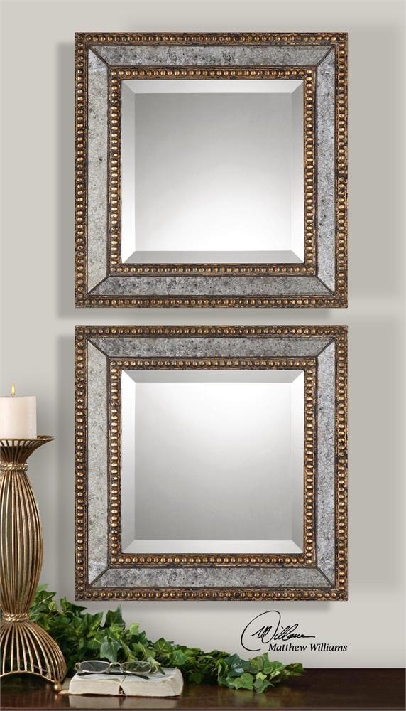 13790 Norlina Squares Antique Mirror, Set Of 2