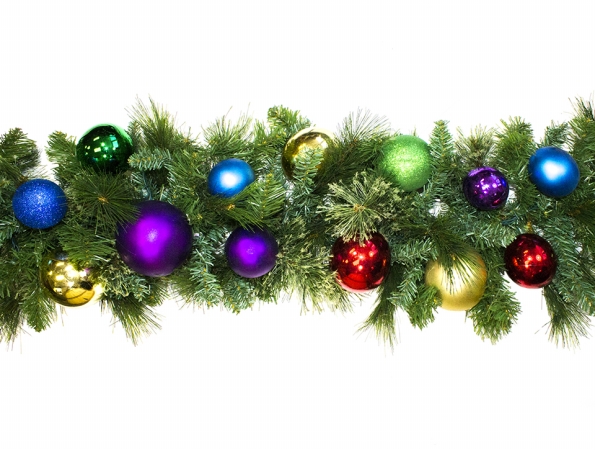 Led Blended Pine Garland Decorated With The Royal Ornament Collection