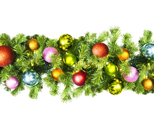 Wl-garsq-09-trop-lww Led Sequoia Garland Decorated With The Tropical Ornament Collection
