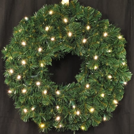 Pre-lit Battery Operated Warm White Led Sequoia Wreath, 3 Ft.