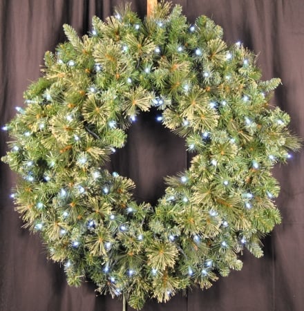 Pre-lit Led Pure White Blended Pine Wreath, 4 Ft.