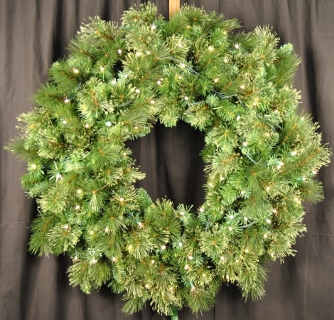 Pre-lit Led Warm White Blended Pine Wreath, 4 Ft.