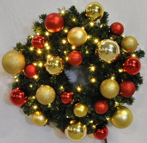 Wl-gwsq-04-rg-lww 4 Ft. Prelit Warm White Led Sequoia Wreath Decorated With The Red And Gold Ornament Collection