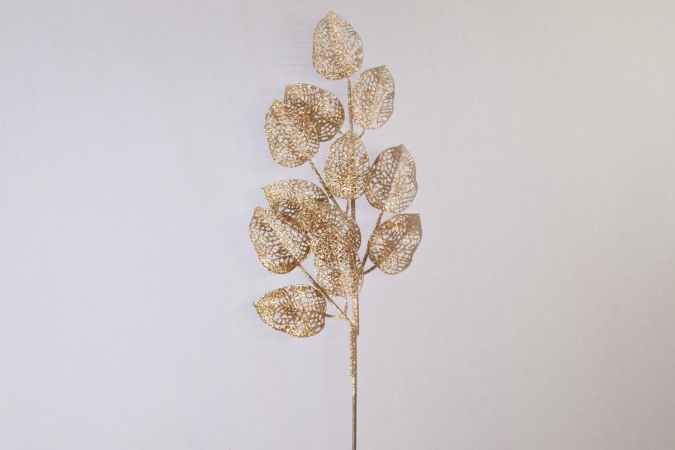 Gold Glittered Leaf Pick
