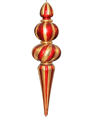 Wl-orn-48-re-go 48 In. Oversized Shatterproof Plastic Red And Gold Finial