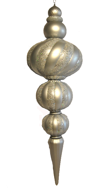 80 In. Oversized Finial With Glitter Finish, Silver
