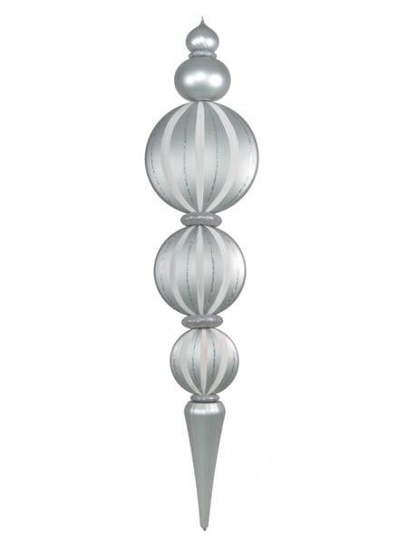 88 In. Oversized Finial With Glitter Finish, Silver