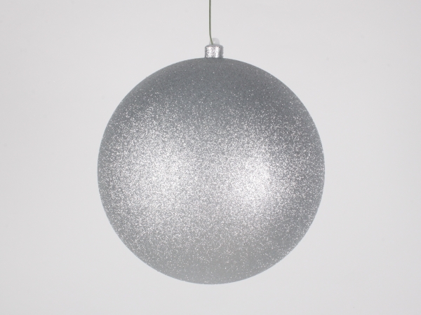 250 Mm. Glitter Silver Ball Ornament With Wire