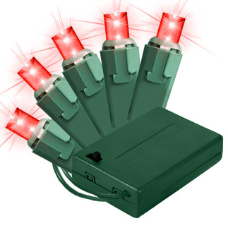 Bat-50mmre-4g 5 Mm. Chonical Battery Operated Red Led 50 Count Lights Set On Green Wire