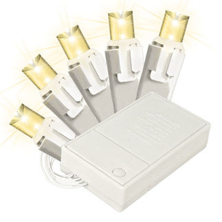 Bat-50mmww-4w 5 Mm. Chonical Battery Operated Warm White Led 50 Count Lights Set On White Wire