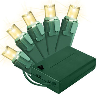 Bat-70mmww-4g 5 Mm. Chonical Battery Operated Warm White Led 70 Count Lights Set On Green Wire