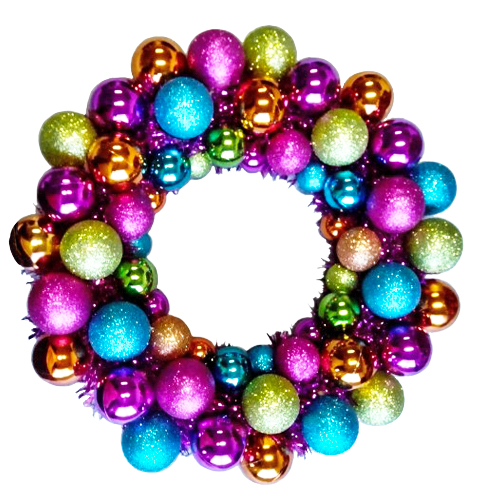 Bat-bwr-16-fu-pw Mardi Gras Ball Wreath With Battery Powered Pure White Led