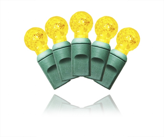 G12 Faceted Gold Led Light Set With In-line Rectifer On Green Wire