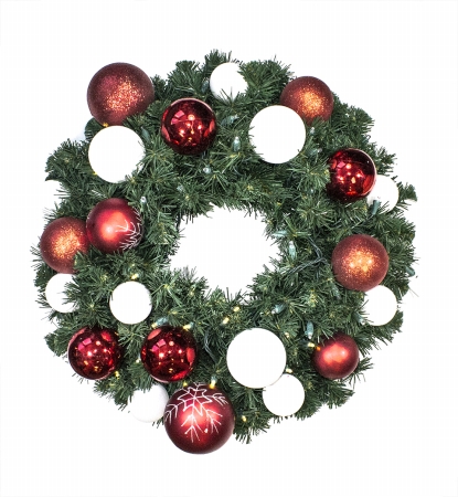 Wl-gwsq-03-cdy-lww Led Sequoia Wreath Decorated With The Candy Ornament Collection