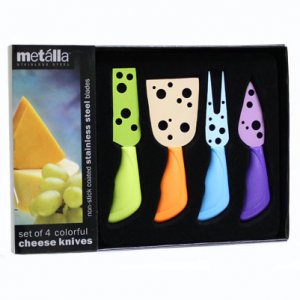 K-4-c Set Of 4 Colorful Stainless Steel Cheese Knives Pack Of 12