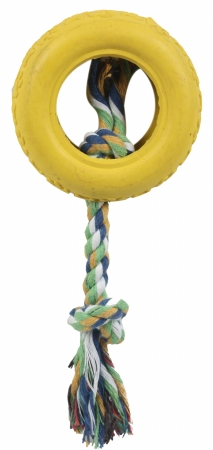 Rubberized Pet Chew Rope And Tire - Yellow, One Size