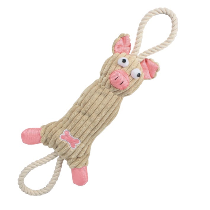 Jute And Rope Plush Pig Pet Toy - Pink, One Size