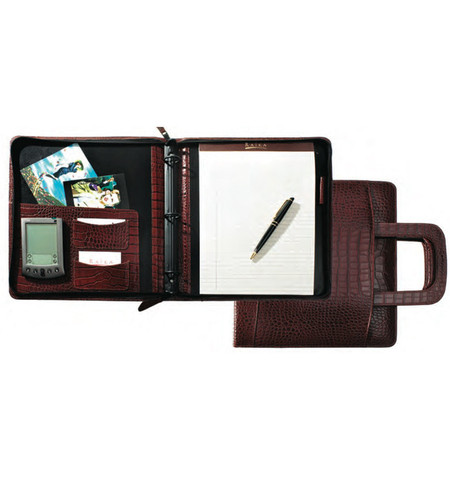 Raika NI 181 BROWN Zipper Binder With Retractable Handle - Brown Raika NI 181 BROWN Zipper Binder With Retractable Handle - Brown