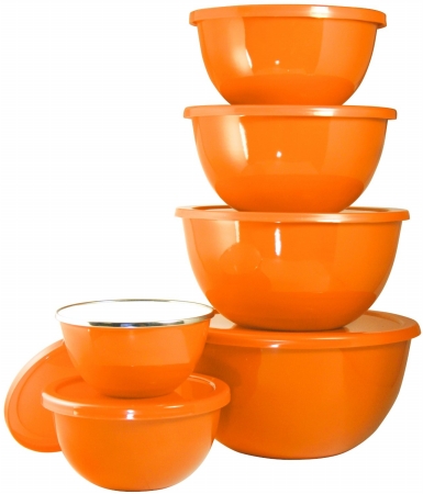 44500 Orange Enamel Bowl Set - 12 Piece