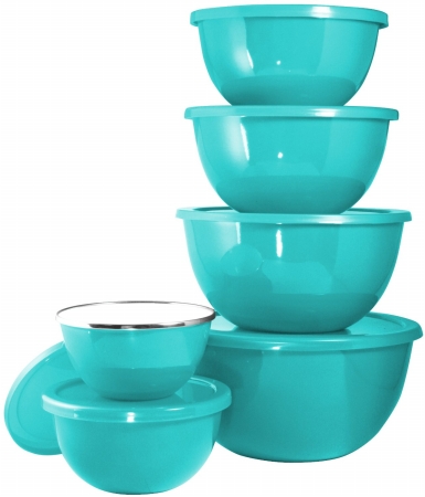 44702 Turquoise Enamel Bowl Set - 12 Piece