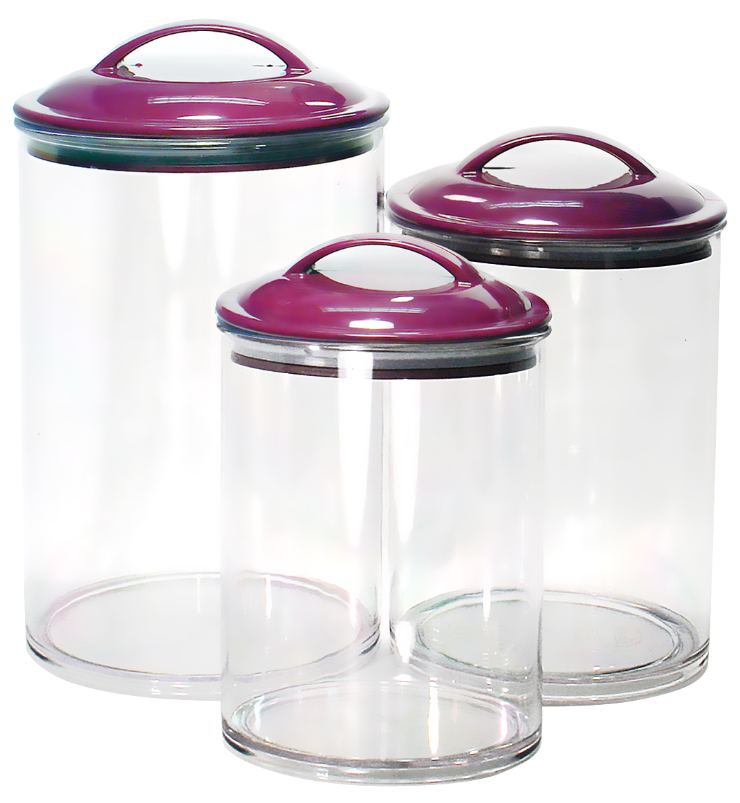 11152 Plum Acrylic Canister - Set Of 3