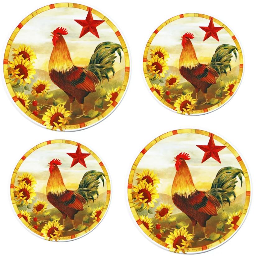 4-418-w Morning Rooster - Economy Burner Cover - Set Of 4