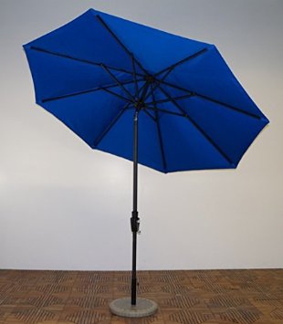Um9-li-102 9 Ft. X 8 Rib Premium Market Umbrella, Licorice Frame, Pacific Blue Canopy