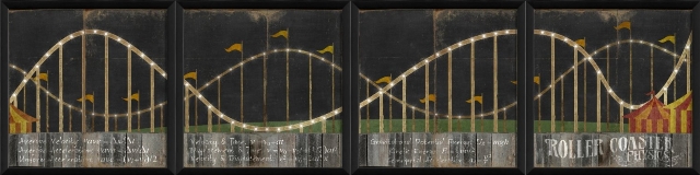18885 4-panel Roller Coaster Ready To Hang Artwork, Black