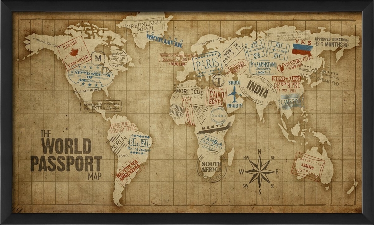 18995 World Passport Map Ready To Hang Artwork