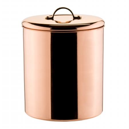 1244 Polished Copper Cookie Jar With Brass Knob, 4 Quart