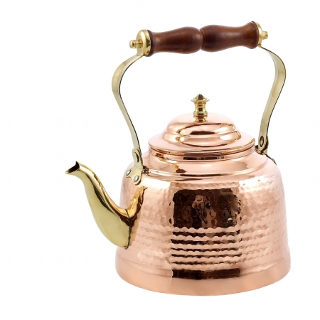 1869 2 Quart Solid Copper Hammered Tea Kettle