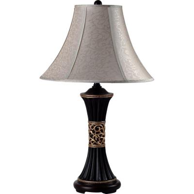 8173 Metal And Polyresin Table Lamp With Floral Decoration