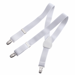 Cng-susp-white-26 Kids Adjustable Elastic Suspenders - 26 In.