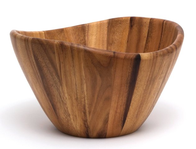 Lipper International 1174-2 Acacia Large Wave Bowl With Servers