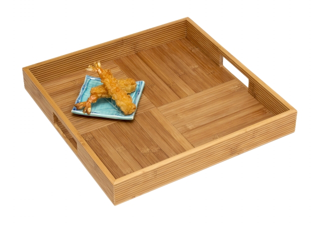 Lipper International 8866 Bamboo Square Serving Tray With Criss Cross Bottom