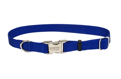 Co61982 Adjustable Nylon Dog Collar With Titan Metal Buckle - Blue