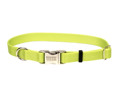 Co61984 Adjustable Nylon Dog Collar With Titan Metal Buckle - Lime