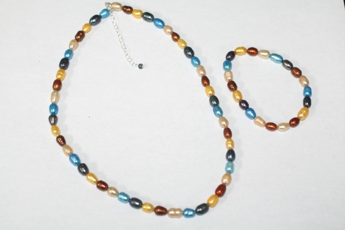 Genuine Fresh Water Pearls Bracelet Necklace Set Necklace - Ps206-1