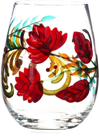 UPC 786460011564 product image for Home Essentials & Beyond 1156 Stemless Wine Glass Leaves 15 oz. | upcitemdb.com