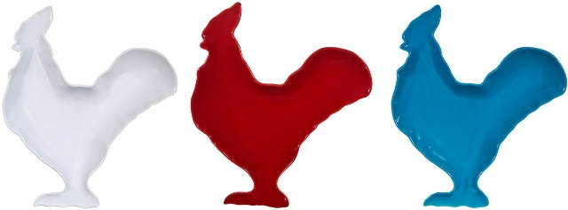 UPC 786460745063 product image for Home Essentials & Beyond 74506 Brights 3 Assorted Rooster Shape Plates - 12 in. | upcitemdb.com